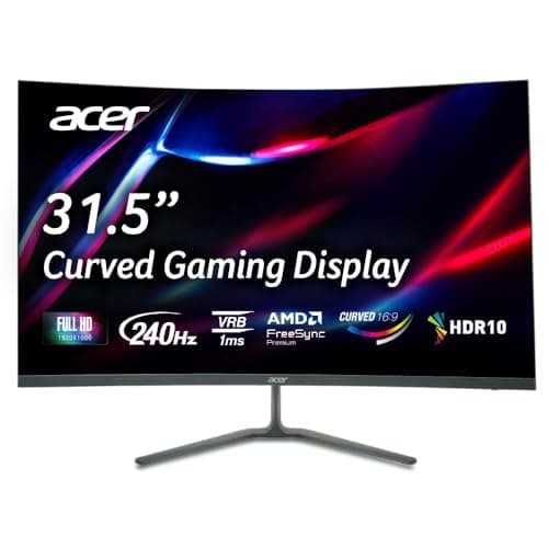 Acer Nitro ED320Q W0 31.5 Inch Curved FHD Gaming Monitor | 240Hz Refresh | 1ms VRB | 1500R VA Panel | FreeSync Premium | HDR10 | 99% sRGB | 2X HDMI 2.1 + DP 1.4 | Stereo Speakers | VisionCare I Black