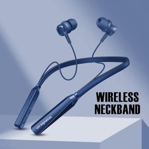 SIGNATIZE Neckband Bluetooth Earphones with 10mm Drivers,Above 20 Hours Playtime, Type C Fast Charging, Neckband Earphones with Voice Assistant-Blue 2