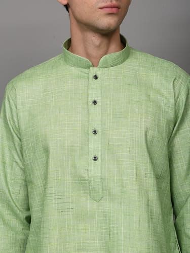 Exotic India Men's Cotton Kurta Pajama Set with Stripe Weave Pattern | Ethnic Comfortable Casual Kurta Pajama Combo Set Gift 5
