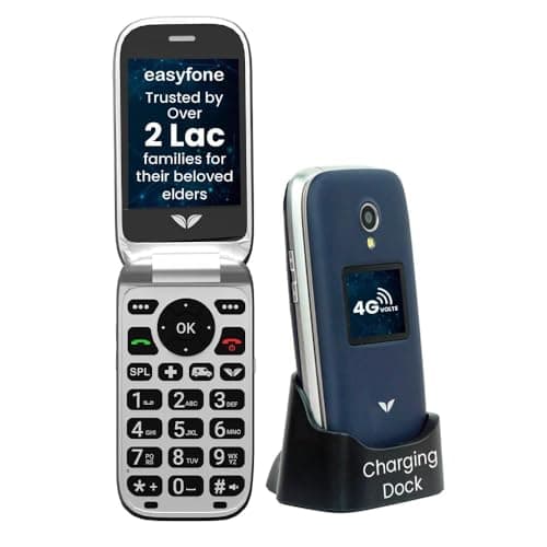 Easyfone Royale - 4G Flip Phone for Seniors | 2.8" Big Screen | Loud Sound with Additional Boost Option | Big & Talking Buttons | USB-C & Dock Charger | SOS | Photo Speed Dial | 2
