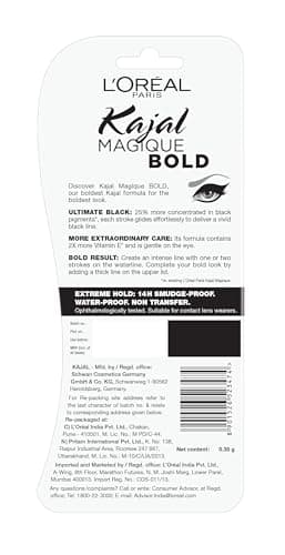 L'Oréal Paris Kajal, Waterproof Eyeliner, 14 Hours of Smudge-Proof Wear, With Vitamin E, Cocoa Butter, Olive Oil Esters and Vitamin C, Magique, Colour: Bold, 0.35g 2