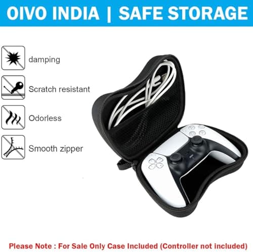 OIVO INDIA Hard Shell Water-Resistant PS5 Carrying Bag for PlayStation 5 Disc/Digital Version with Black Controller Case (Pack of 2) 5