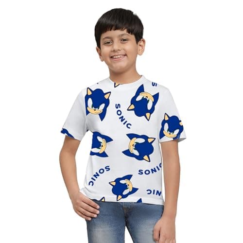 Kidsville Official Sonic Graphic Printed Regular Fit Tshirt for Boys White