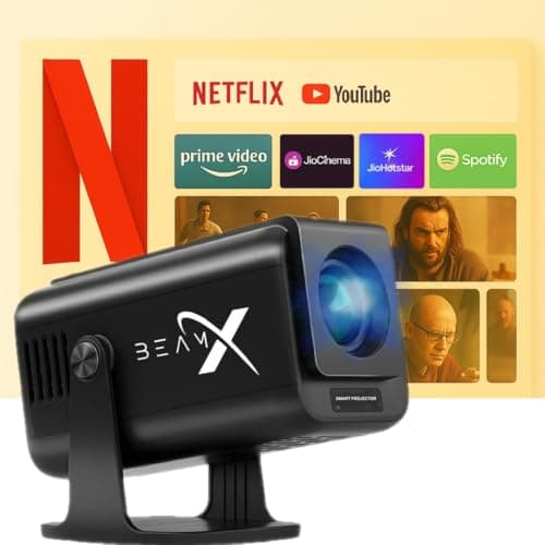 BeamX Thunder Smart Android Projector | Native 1080P, 4K Support, 15000 Lumens | Android 13, Wi-Fi 6, Bluetooth 5.0 | 4D Keystone, OTT Apps, Miracast | Home Theatre Projector 5