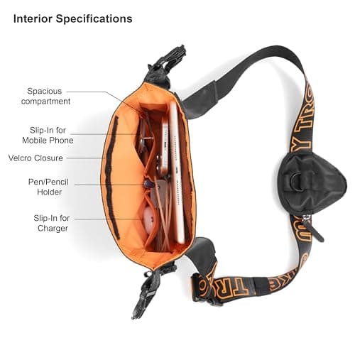 MONKEY TROOPERS Radiant Waist Bags for Men Women- Premium Stitching, Branded Zippers, Water Resistant Pocket, Fanny Pack for Hiking Travel, Lightweight & Tough, Quick-Access Pocket (Black) 4