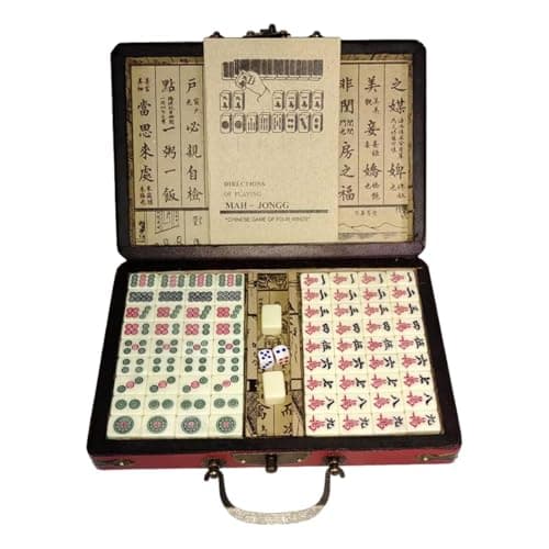 UJEAVETTE Chinese Mahjong Game Set Travel Mini Mahjong for Home Family Gathering Party 22.5cmx16cmx4.5cm 4