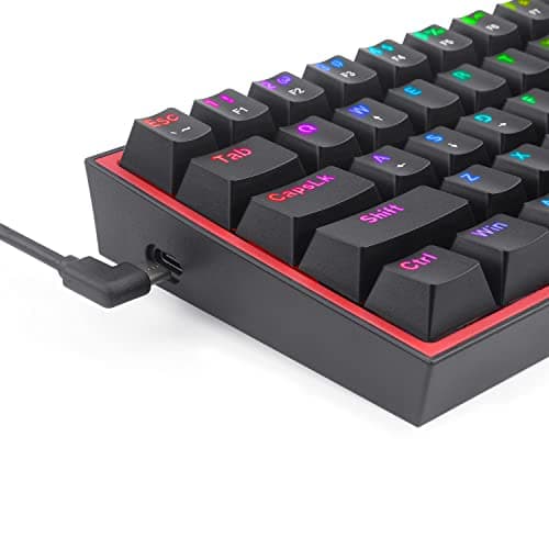 Redragon K617 Fizz 60% Wired RGB Gaming Keyboard, 61 Keys Compact Mechanical Keyboard, (Linear RED Switch), Pro Driver/Software Supported || Black 3