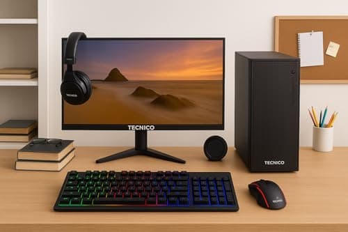 TECNICO Victory Desktop CPU Set, Core I3 2120 2.2GHz, 8 GB DDR3 RAM, 128 GB SSD, RGB Keyboard Mouse Set, WiFi 6, Bluetooth, Speakers, Headphone (Include Monitor 20" Led) 2