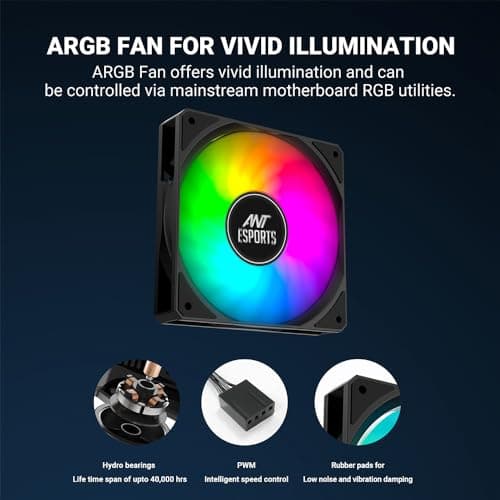Ant Esports ICE-C612 V2 ARGB CPU Cooler| Support Intel LGA1200, LGA115X, LGA20XX, LGA1366, LGA1700 and AMD FM1, FM2, FM2+, AM2, AM2+, AM3, AM3+, AM4, AM5 5