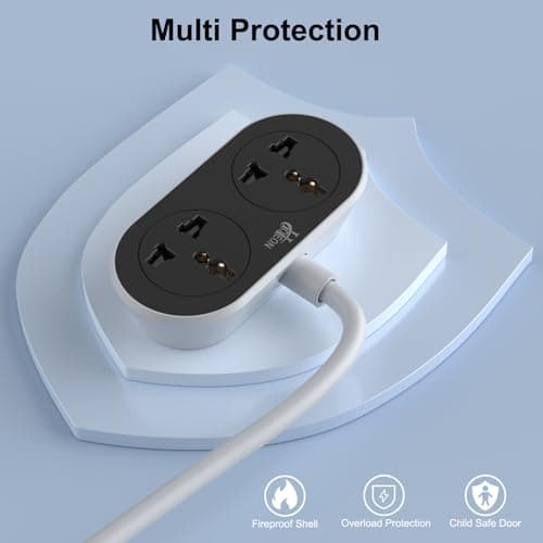 Hoteon Extension Board 5 Meter, 2500W 10A Extension Cord, Heavy Duty Long Wire Extension, 2 Universal Outlets Extension Cable, 3 Pins Power Cord Extension, Expandable Power Strip for Home Office 4