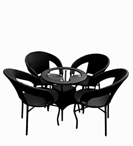 AAKARSHAK India Beautiful Outdoor Garden Furniture Set for Coffee Table, Balcony Furniture, Office Furniture Patio Seating Set Standard, (4 Chair 1 Table) (Black) 2
