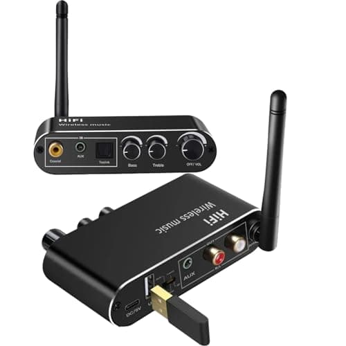 MICROWARE Wireless Bluetooth 5.1 Receiver Optical Fiber Coaxial Audio Decoder Converter U Disk AUX in Lossless for Old Computer T-V (T01)