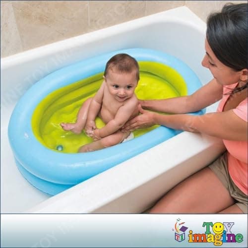 Toy Imagine 3 ft Inflatable Baby Bath Tub – Oval Foldable Swimming Pool for Kids, Boys & Girls | Indoor & Outdoor Use with Manual Hand Pump (86 × 64 × 23 cm, Blue) 3