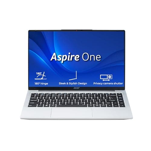 acer Aspire One, Intel Core Celeron N4500, Office 2024 + M365 Basic, 12GB LPDDR4X RAM/ 256GB SSD, 14.0"/35.56cm TN HD Display, Win 11 Home, Pure Silver, 1.3KG, A114-45, Thin and Light Laptop