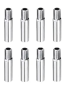 NEW WARE CP Brass Extension Nipple 4 Inch Chrome Finish Corrosion Resistant Pipe Fitting Tap Cock and Pipe Joiner for Plumbing Systems Pack of 8