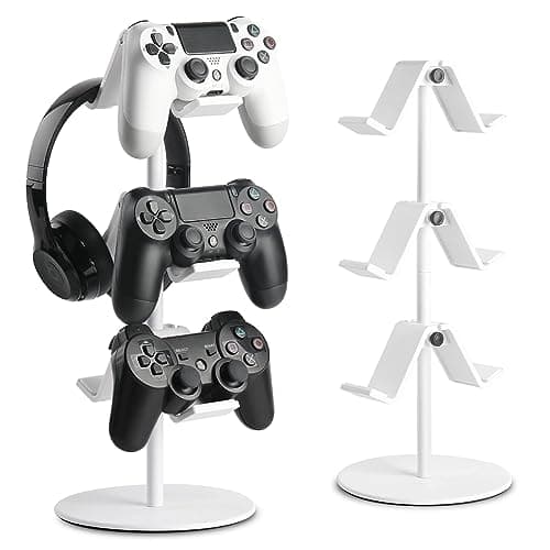 OIVO INDIA Controller Stand 3 Tier,Headphone Holder, Multi Adjustable Game Controller Headset Hanger for All Universal Gaming PC Accessories, Compatible for Xbox PS4 PS5 Nintendo Switch (White)