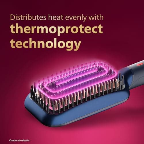 Philips India's No.1 Hair Styling Brand Hair Straightener Brush,Naturally Straight in 5 Mins,5X Less Frizz,Advance Ionic Keratin Tech,Triple Bristle Fast 50s Heatup,Scalp Protect,For Indian Hair,BHH88 5