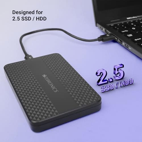Zebronics 2.5" SSD/HDD Enclosure, Max. 6TB Storage, Upto 5Gbps Transfer Speed, Tool-Free Slide Design, Type-C 3.1 Gen 1 Connector, Windows, Mac, Linux Support (CSH501) 3