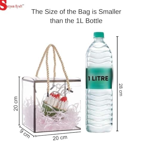 SATYAM KRAFT 6 Pcs Transparent Gift Goodie Boxes Packaging Hamper Boxes for Wedding Return Gifts Valentine Gifting item for Him Her, Birthday Celebration, Engagement, Anniversary (Black, 20 cm) 2