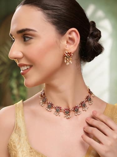 Shining Diva Fashion Necklace Jewellery Set for Women Traditional Latest Stylish Design Fancy (rrsd17037s) 3