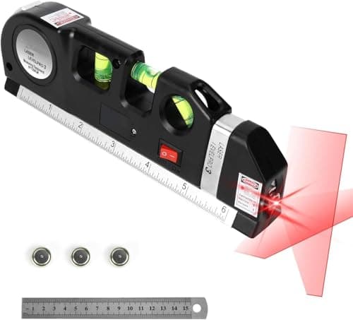 Corceptive Laser Level Pro 3 with Measuring Tape 8FT (2.5m) | Multi-Function Laser Level Tool with Horizontal & Vertical Alignment, Built-in Ruler, Bubble Level (lesar leval patti) 4