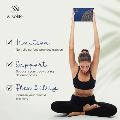 WiseLife Printed Yoga Blocks | Yoga Brick (Pack of 2, Extra Large Size), High-Density EVA Foam Soft Surface for Balance, Support & Performance, Strength Training Exercise (Midnight Blue) 4