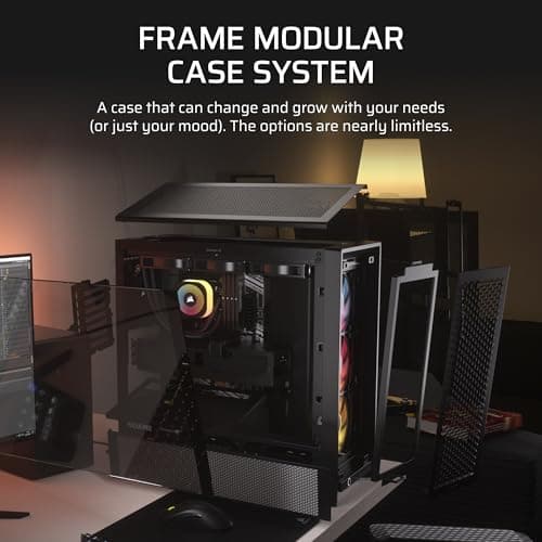 CORSAIR Frame 4000D RS ARGB Modular Mid-Tower ATX PC Case – High Airflow, 3X Pre-Installed RS ARGB Fans, InfiniRail Fan Mounting System, ASUS BTF, MSI Project Zero, Gigabyte Project Stealth – Black 4