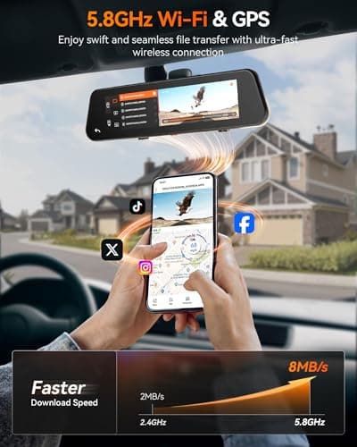 WOLFBOX G900 PRO Rear View Mirror Dash Cam for Car with 8MP STARVIS 2 IMX678, 12-Inch Dash Camera Front 4K and Rear 2.5K, Included 128GB Card, Voice Control, 5.8GHz WiFi, GPS, Loop Recording, G-Sensor 5