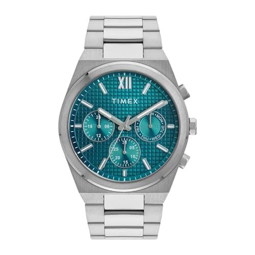 TIMEX Analog Watch for Men with Teal Dial & Silver Stainless Steel Bracelet Band - Water Resistant Men's Wrist Watches -TWEG297SMU04