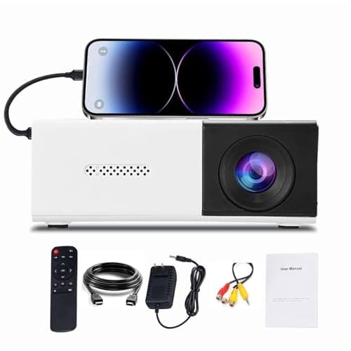 Portable Mini Smart Projector Compatible with Android iOS Laptop firestick - 60 inch Projection | 1080P FHD Support for Children's, Home Cinema, Compatible with Smartphone/Laptop/PS4/Firestick
