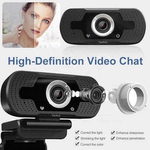 ToyNeX HD 1080P Webcam Autofocus Web Camera Desktop with Mic, USB Webcam for Webcast Conference Cam for PC Laptop Computer Online Meeting.(Black) 4