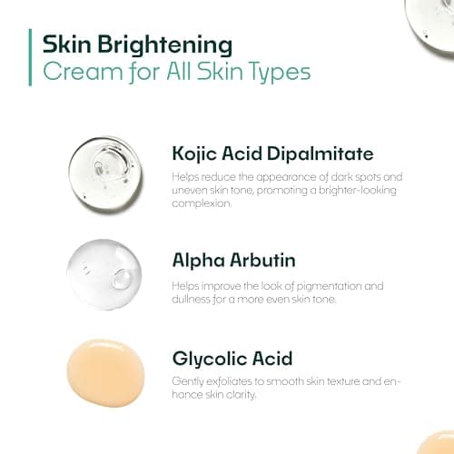 Cleome Skin Brightening Cream for Women & Men with Kojic Acid, Glycolic Acid & Alpha Arbutin | Pigmentation Cream for Dark Spots & Uneven Tone | Non-Comedogenic | Dry, Oily, Acne Prone & Normal Skin | 3