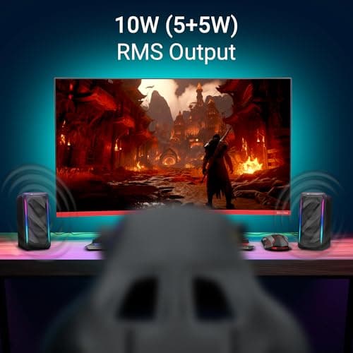 ZEBRONICS Igloo 2, 2.0 USB Computer Speakers, 10 Watts, RGB LED, USB Powered, AUX, Volume Control Pod for PC, Laptops, Desktop (Black) 3