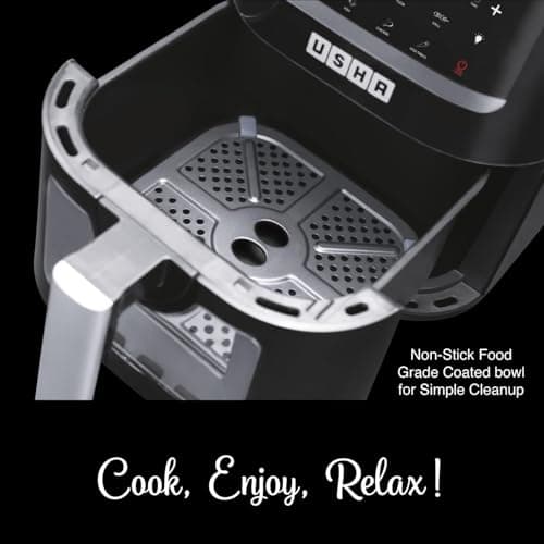USHA iChef Smart Air Fryer D 4.5L – 10-in-1 Digital Air Fryer with Touch Panel, Transparent Window & Turbo Air Circulation | 1350W with ISI Mark | Oil-Free Cooking | Black Made In India 6