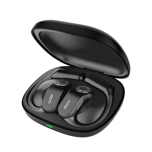 Open Ear Headphones, OWS Open-Ear Bluetooth Headset with Mic, Bluetooth 5.4, IPX7 Waterproof, Lightweight Sport Earhooks Wireless Earbuds for Sport, Gym, Cycling, Compatible with iPhone & Android