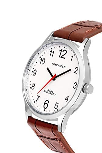 TIMEWEAR Analog White Number Dial Brown Leather Strap Watch for Men 3