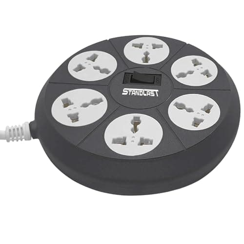 STANDLAST 6-Socket Extension Board | 5 Meter Surge Protector & 10A Spike Guard | 240V Heavy Duty Extension Cord | Universal Socket Power Strip for Home,Office,TV, PC & Appliances - Grey