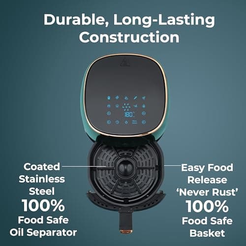 Pigeon Healthifry Digital Air Fryer, 360° High Speed Air Circulation Technology 1200 W with Non-Stick 4.2 L Basket 6