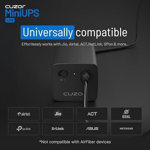 Cuzor Mini UPS Lite 12V Router UPS up to 2A | Up to 4 Hours Backup | WiFi UPS Power Backup for Internet Fiber Modem | 2x2600 mAh | Backup ups for WiFi Router 4