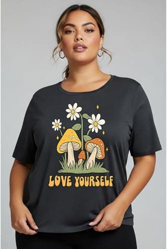 Khakey Womens Charcoal Round Neck Half Sleeve Graphic Printed Plus Size Tshirt(Charcoal_752) 2