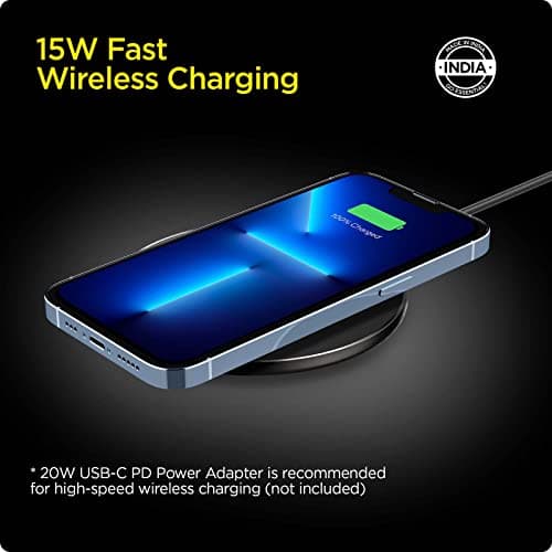 Spigen Wireless Charger 15w, for iPhone 17/16/15/14/13/12, Samsung Galaxy S26/S25/S24/S23/S22, OnePlus, Fast Charging, USB-A to C Cable Included, Non-MagSafe (PF2104) - Black 2