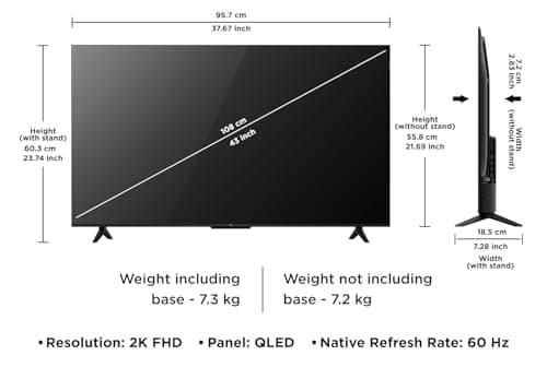 TCL 108 cm (43 inches) Metallic Bezel-Less FHD QLED TV 43S5K (Black) 2