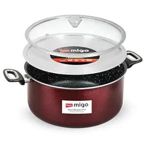 Impex 10Liters Non Stick Granite Dum Biryani Pot with Extra Dum SS Lid|Aluminium Biriyani Pot with 5 Layer Super Granite Coating | Gas Stove and Induction Base Chrome Plated Handles | 1 Year Warranty