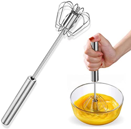 KPNG Kitchen Manual Hand Blender Semi-Automatic Egg Beater & Stirring Stainless Steel Push Whisks Mixer for Kitchen Baking/Lassi/Butter Milk Frother/Coffee/Cake Mixing/Restaurant/ 1 Pack (9 inch)