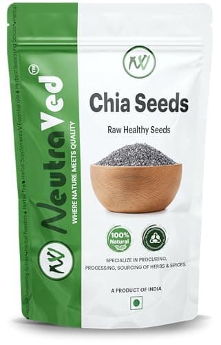 NeutraVed Chia Seeds 250g | Raw & Unpolished Superfood | High Fibre & Plant Protein | Rich in Omega-3 | Gluten-Free, Vegan-Friendly | Premium Edible Seeds for Weight Management