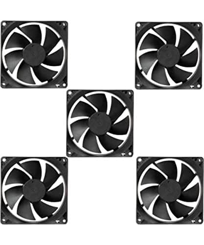 TechSupreme PACK OF 5 DC 12V Cooling Fan for PC Case, CPU Cooler Radiator Cooler (Black)