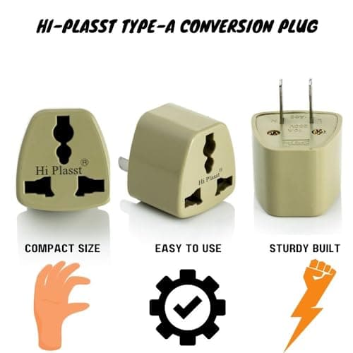 Hi-PLASST India to USA Plug Adapter (Type A) – Pack of 1 | 2-Pin Universal Travel Converter for USA, Canada, Mexico, Brazil, Japan, Thailand & More | Indian to American Socket Plug 3