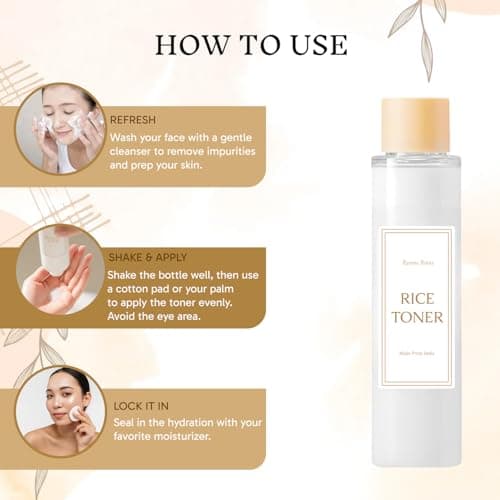 Original Korean Skincare Rice Toner, Milky Toners for Glowing Skin, Rice Water Korean, Glow Essence with Niacinamide, Hydrating for Dry, Dull, Combination Skin, Vegan, Fragrance Free, Glass Skin 4