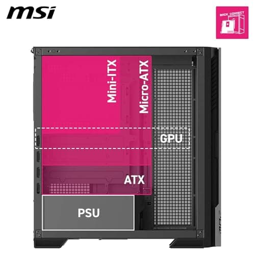 MPG Velox 300R Airflow PZ - Mid-Tower Gaming PC Case - 160 mm Dual Layer Blades Fan - Supports up to 360 mm Radiator - EZ DIY Features - Back-Connect ATX Motherboard Support 4