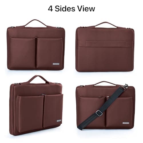 eller santé® Laptop Messenger Bag for Men and Women compatible with MacBook 14" Premium Collection Refined Leather Sleeve with adjustable Strap Highly Durable (Tan Brown) 5